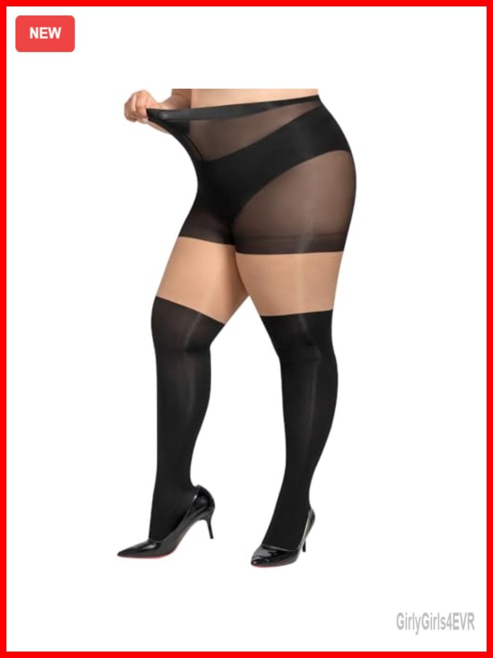 Plus Size Faux Thigh High Tights Mock Over Knee Sheer Pantyhose